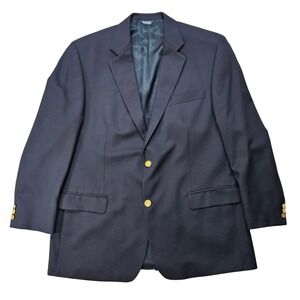 Botany 500 Mens Navy Blue Pure New Wool Blazer Gold Crest Buttons 44 Regular